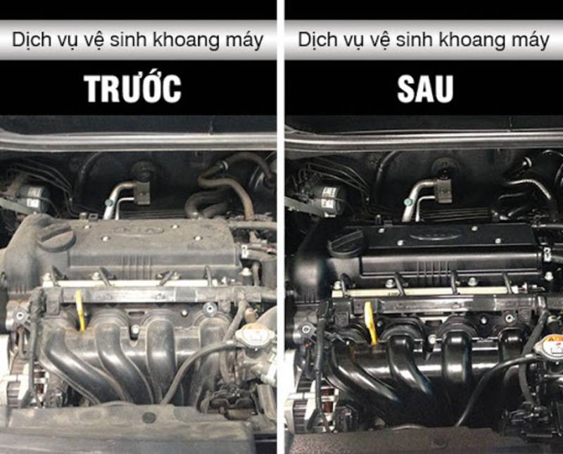 trước và sau khi vệ sinh khoang máy