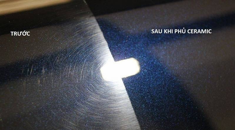 trước và sau khi phủ ceramic bảo vệ ô tô